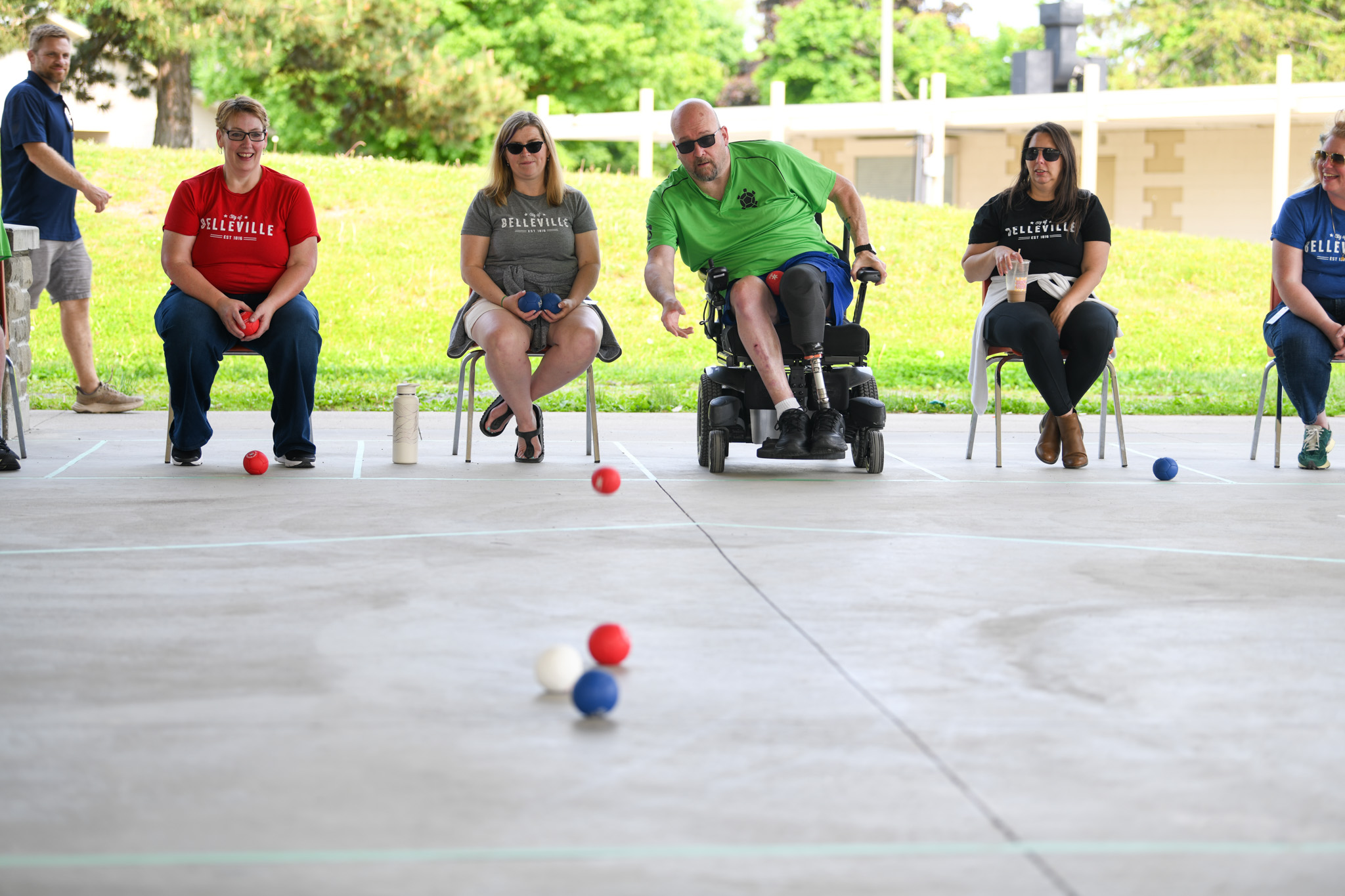 People throwing a ball