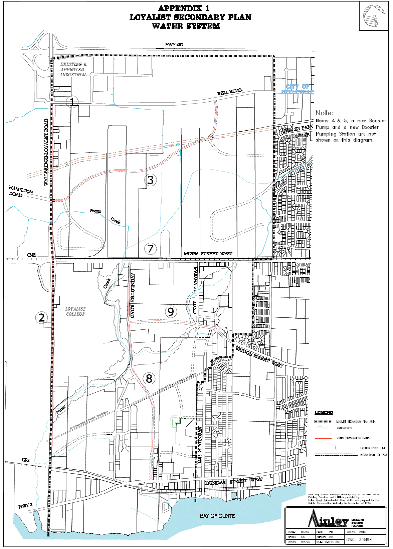 Map showing the Loyalist Secondary Plan Water System