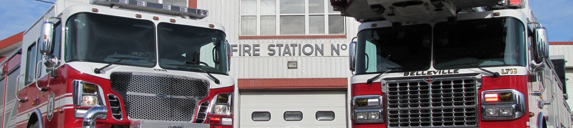 Two parked fire trucks