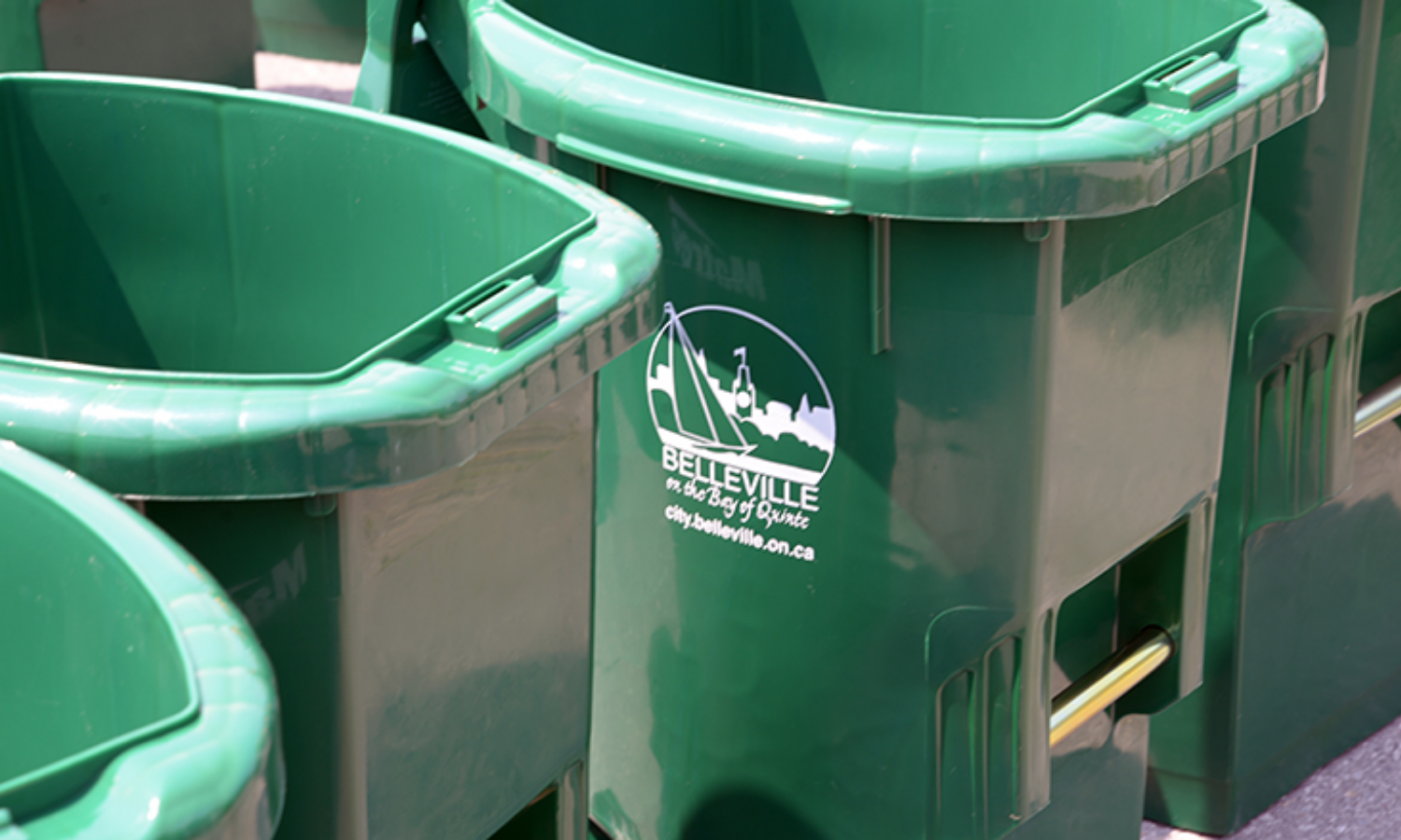 Photo of organics green bins.
