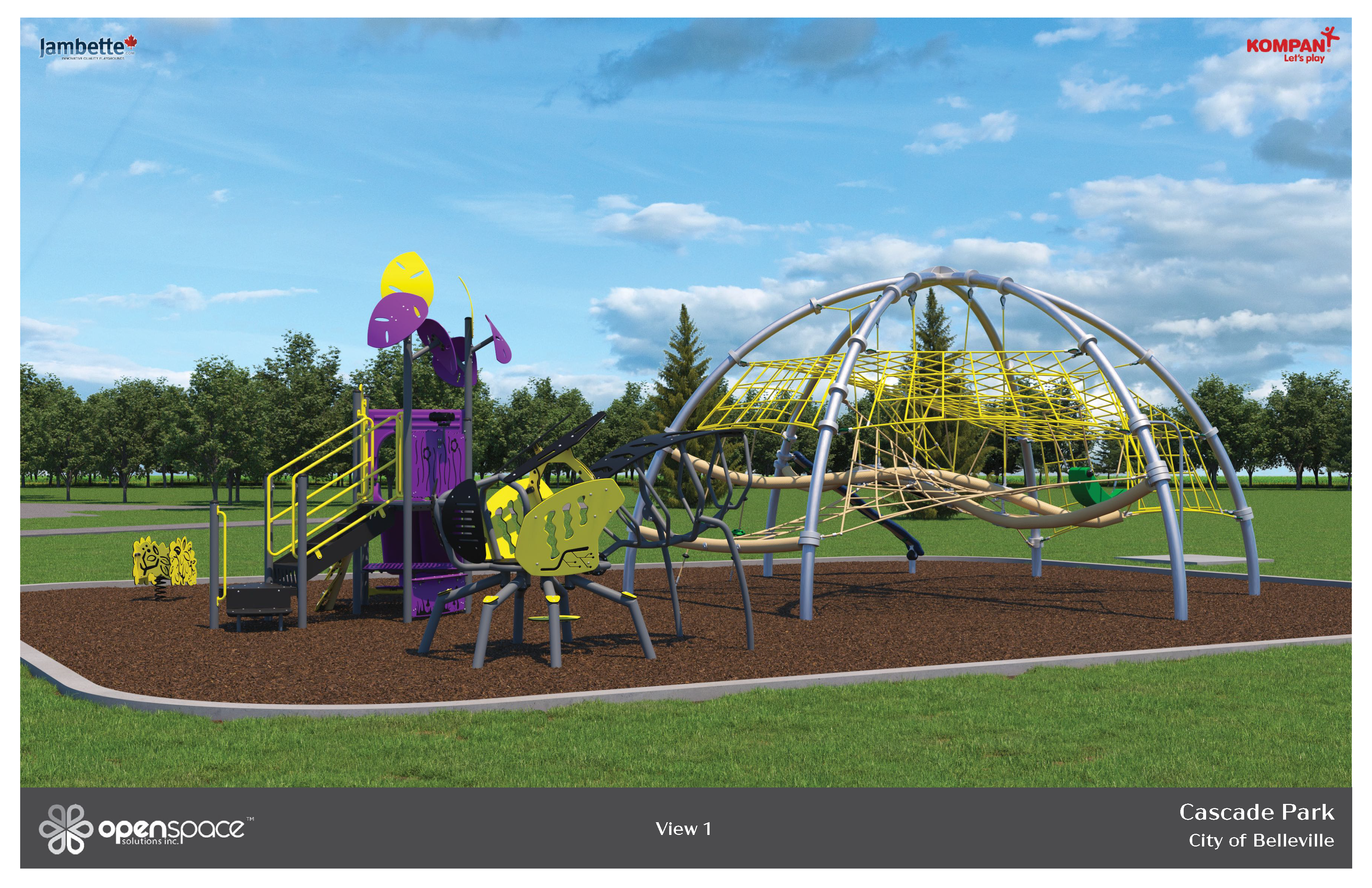 Cascade Park Design Concept, shows playground equipment