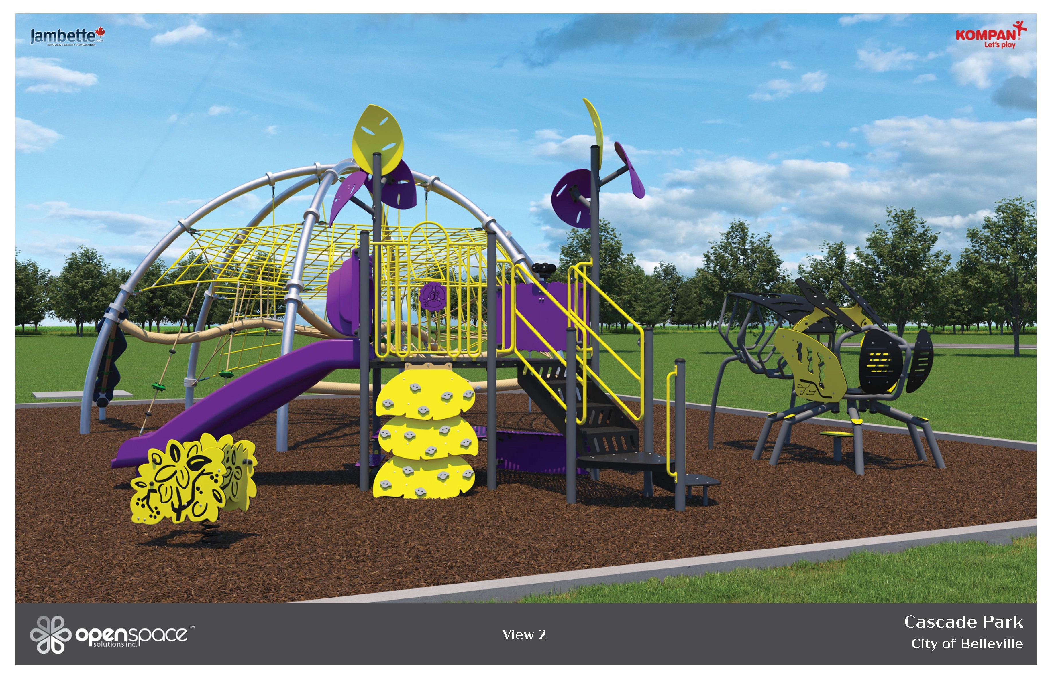 Cascade Park Design Concept, shows playground equipment