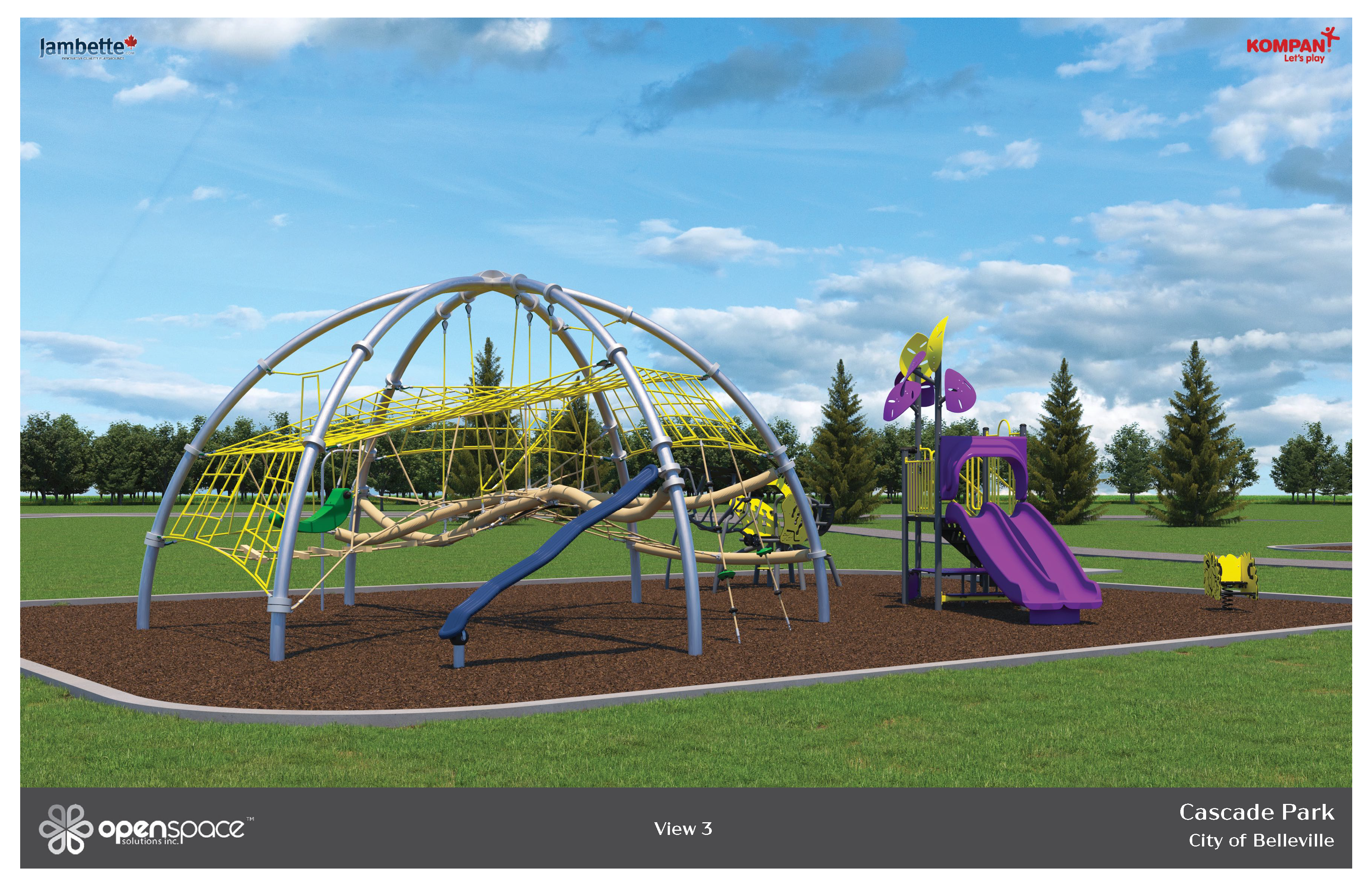 Cascade Park Design Concept, shows playground equipment