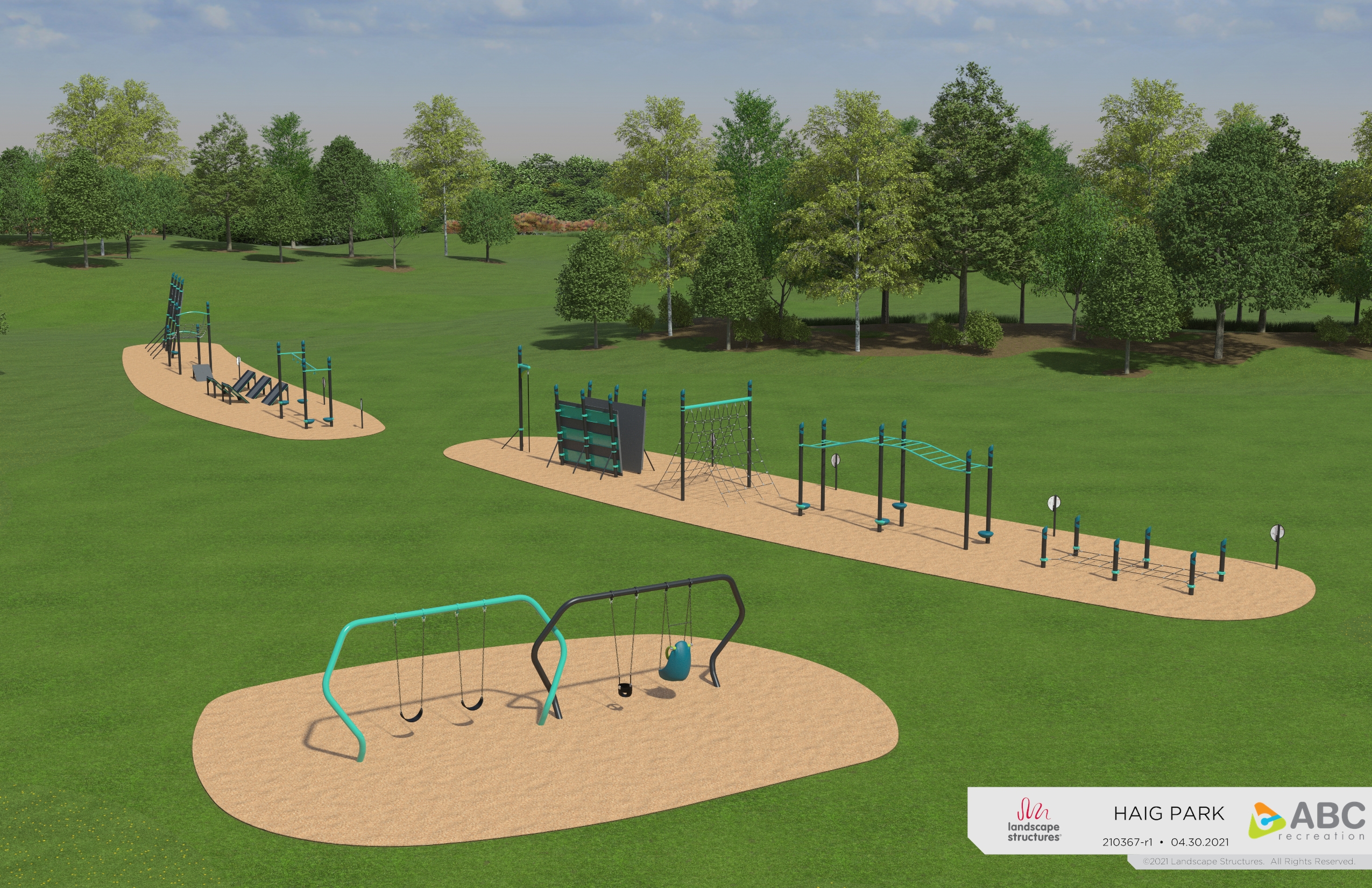 Haig Park Design Concept, shows playground equipment.