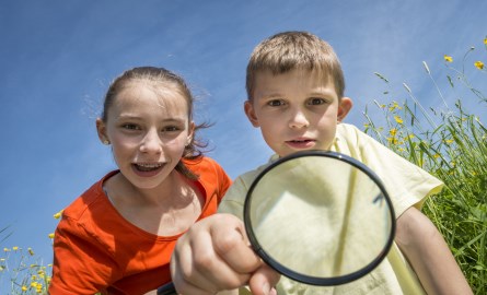 boy and girl with net