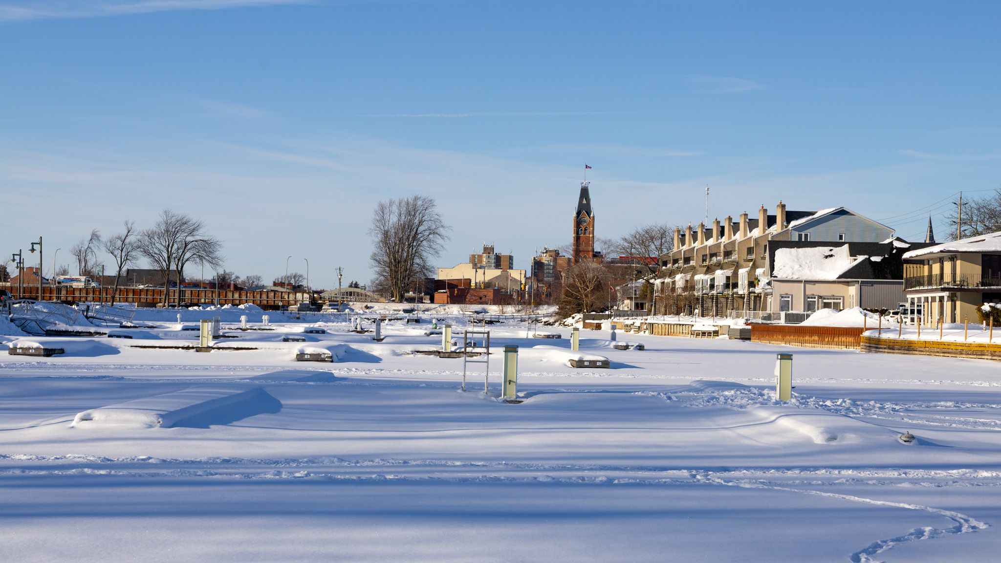 Snow covered ice at Victoria Harbour