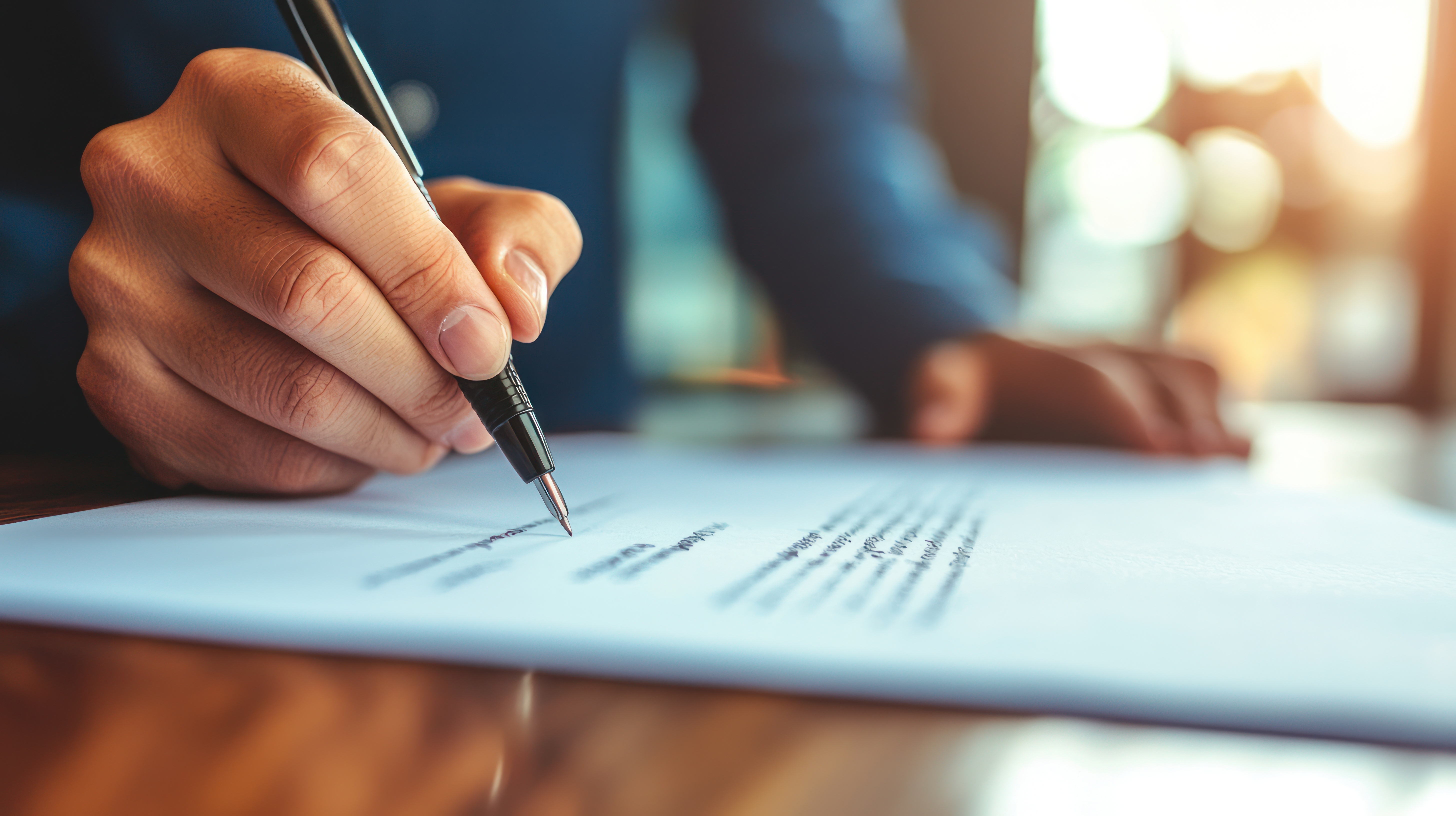 Person writing with pen