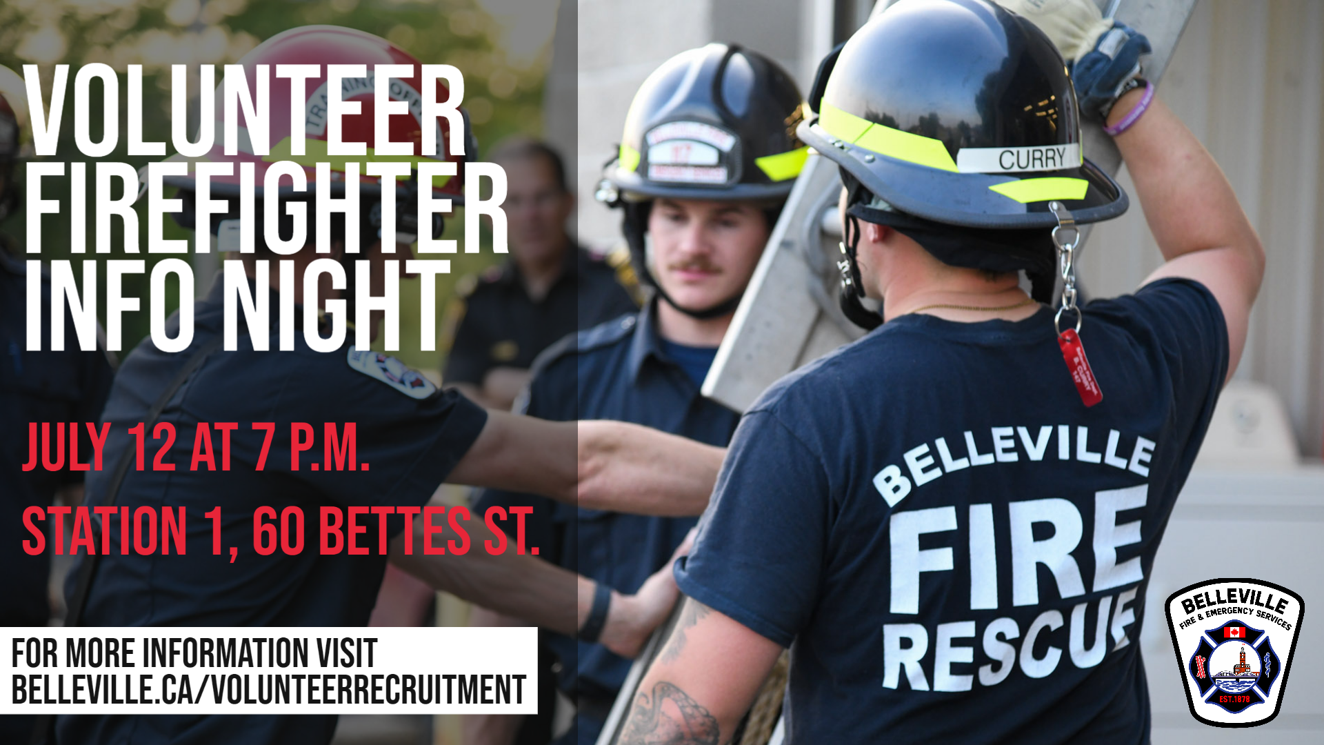 A poster for the Volunteer Firefighter Information Night on July 12 at 7 p.m. at Station 1. (60 Bettes St.)