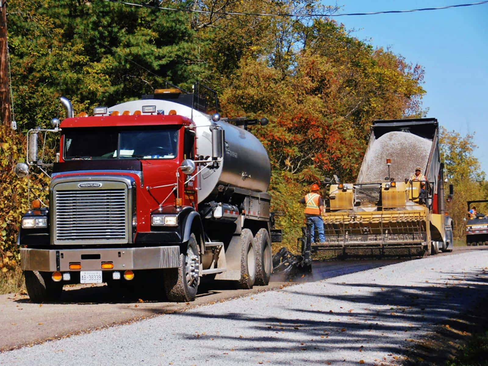 Photo of road paving construction.