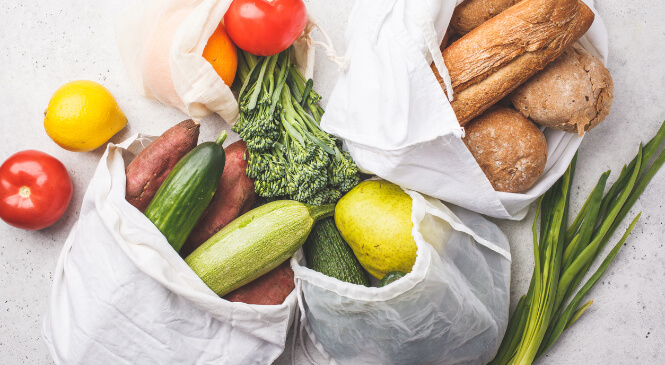 photo of bagged vegetables
