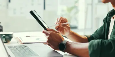 Person working on tablet