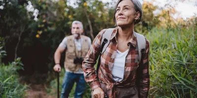 People walking along trail