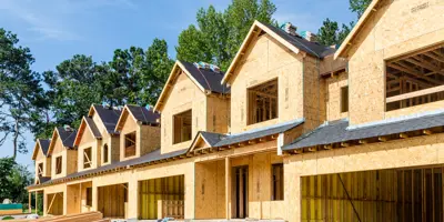 Row of houses under construction