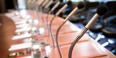 Microphones in a council chamber