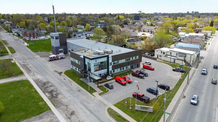 Aerial photo of fire station #1.