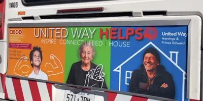Example of Bus Exterior - Polystyrene ad on lower rear of bus
