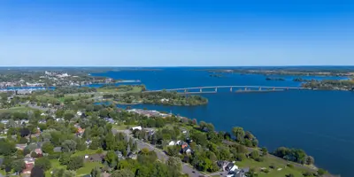 Aerial photo of the Bay of Quinte.