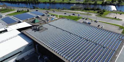 Solar panel on top of Quinte Sports and Wellness Centre