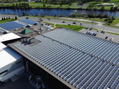 Solar panel on top of Quinte Sports and Wellness Centre
