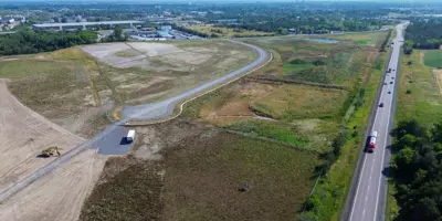 Aerial of construction zone
