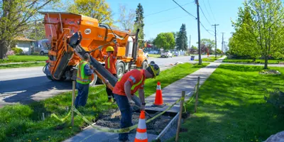 City staff working in right-of-way
