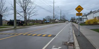 Photo of speed humps of Yeomans Street.